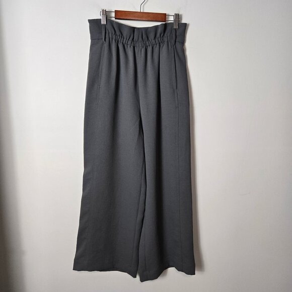 Aritzia Wilfred Size 2 Wide Leg Elastic Waist Pull-On Ankle Pants Green High-Wa - Picture 1 of 10